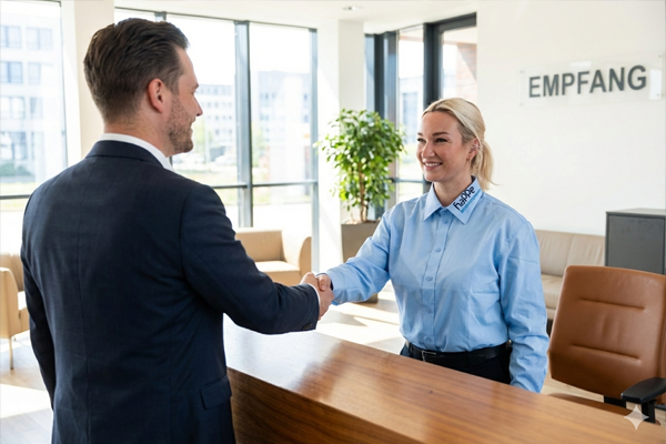 Freundliche Begrüßung und Besucherempfang