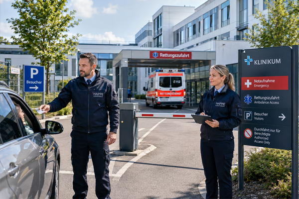 Krankenhaus-Security für Zugangskontrolle, Ambulanzzufahrten und Außenbereiche